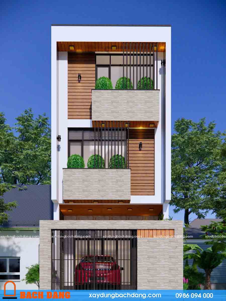 Thiết kế nhà phố 3 tầng mặt tiền 5m dài 8m hiện đại | Anh Trung Gò Vấp |  Ngoại thất nhà, Kiến trúc, Thiết kế nhà