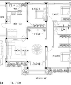 Mẫu nhà cấp 4 mái nhật 12mx12m 3 phòng ngủ Tây Ninh của anh Hà