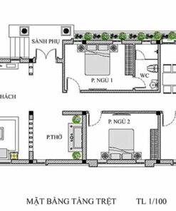 Bản vẽ nhà cấp 4 mái xéo