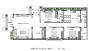 Bản vẽ nhà cấp 4 mái xéo