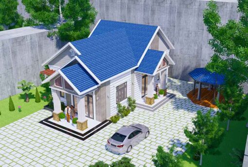 Mẫu nhà mái thái cấp 4 đơn giản kích thước 7x15m chị Hiền ở Bình Dương