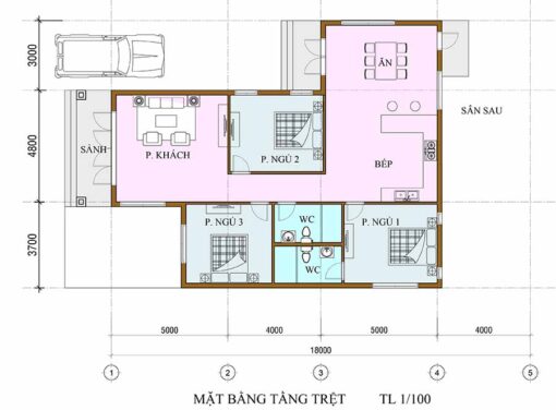 Mẫu nhà cấp 4 mái nhật kích thước 11x14m của anh Trọng tại Bình Dương