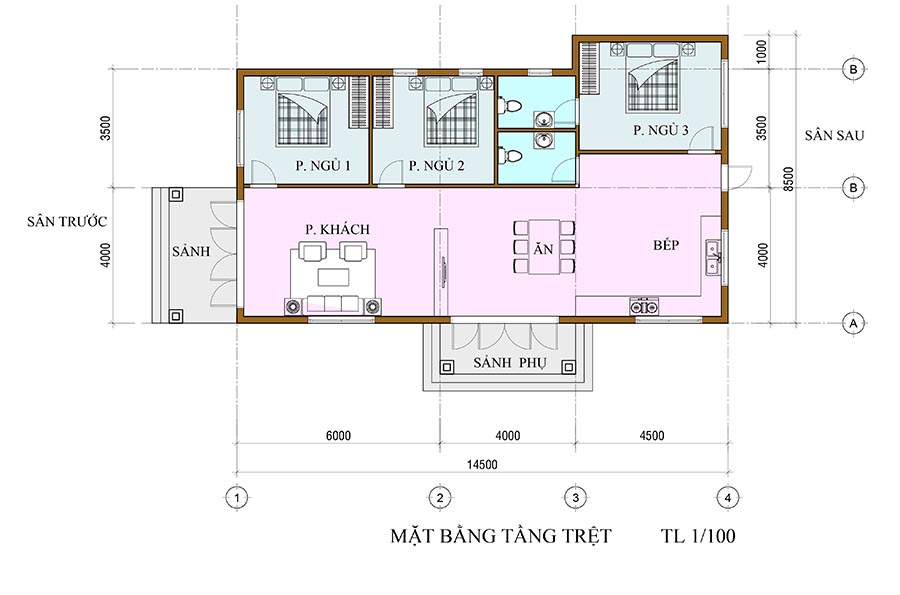 Mẫu nhà mái thái cấp 4 đơn giản kích thước 7x15m chị Hiền ở Bình Dương