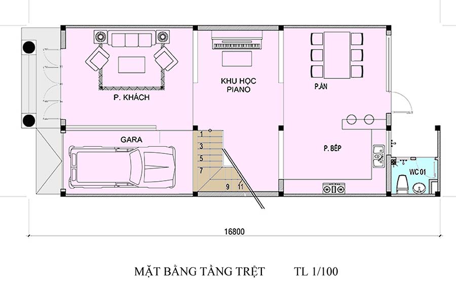 Bản vẽ nhà villa 3 tầng mái thái