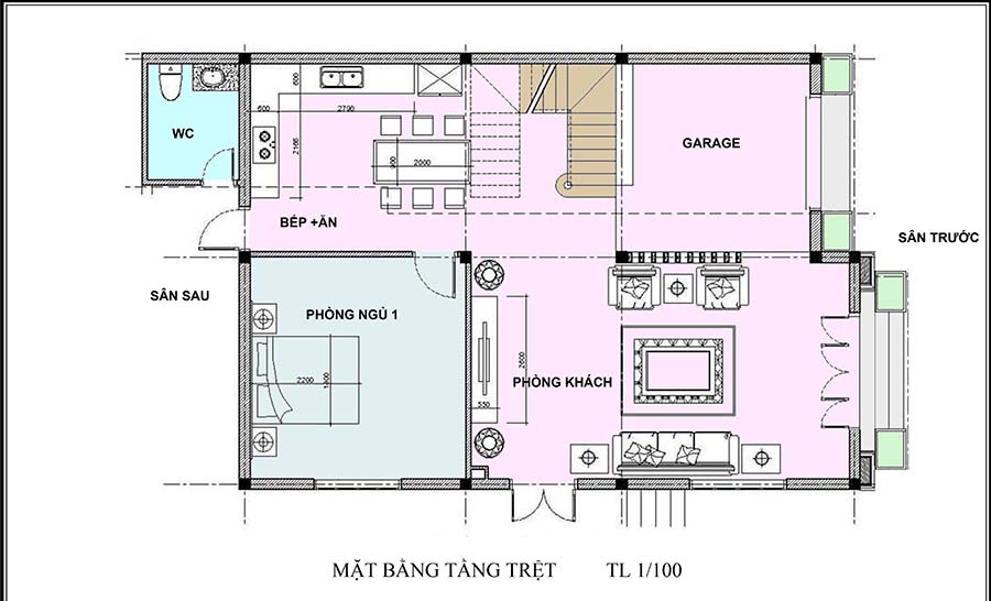 Bản vẽ villa 3 tầng phong cách truyền thống, tân cổ điển