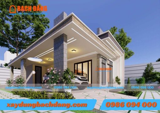 Mẫu nhà cấp 4 hiện đại mái bằng 8x15m tại Bình Dương