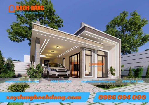 Mẫu nhà cấp 4 hiện đại mái bằng 8x15m tại Bình Dương